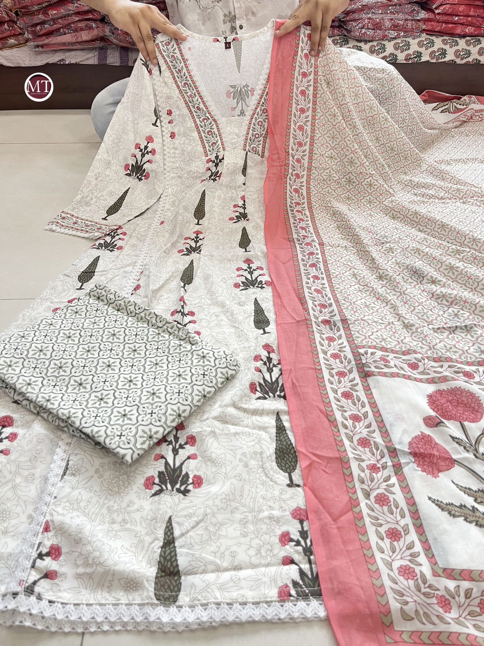 Mt Premium Cotton Printed Designer Kurti With Bottom Dupatta Wholesale Shop In Surat